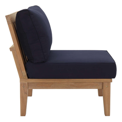 Patio Teak Set - Patio Elegance Marina 10-Piece Outdoor Set with Navy Cushions